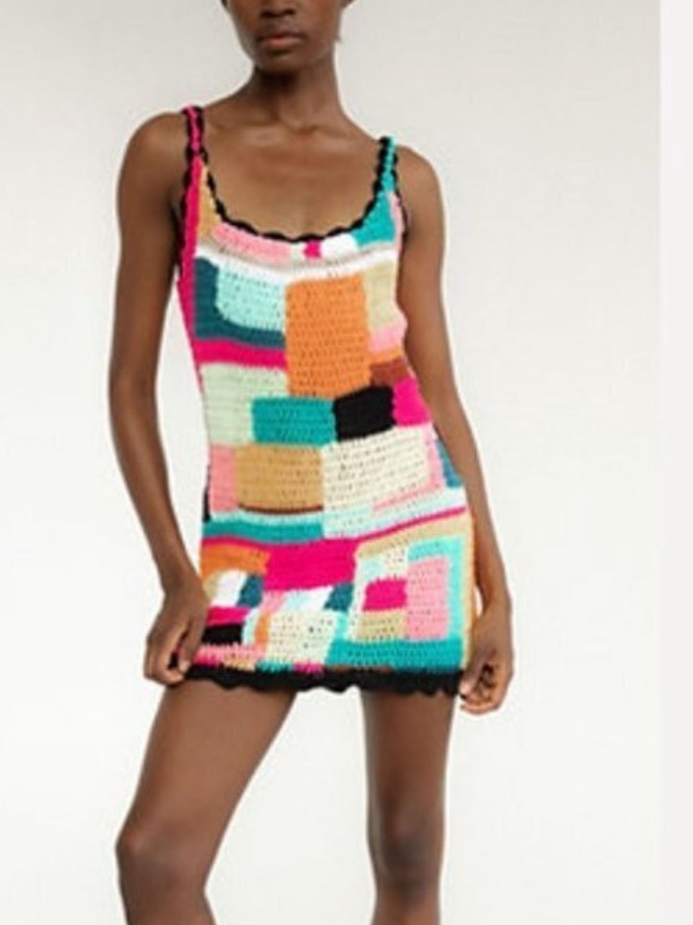 TACH Multicolor Crochet Patchwork Tank Dress